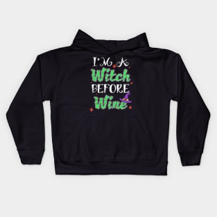 A Witch Before Wine Halloween Kids Hoodie